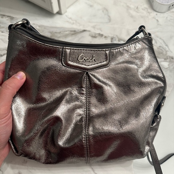 Coach Ashley Leather Swingpack Crossbody Bag Pewter - Picture 2 of 5